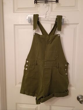 Source Unknown Olive Utility Overalls